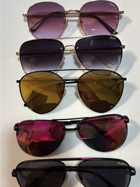 Quay Australia Mixed Color Sunglass Set — Purple, Black, Gold, Pink, Brown